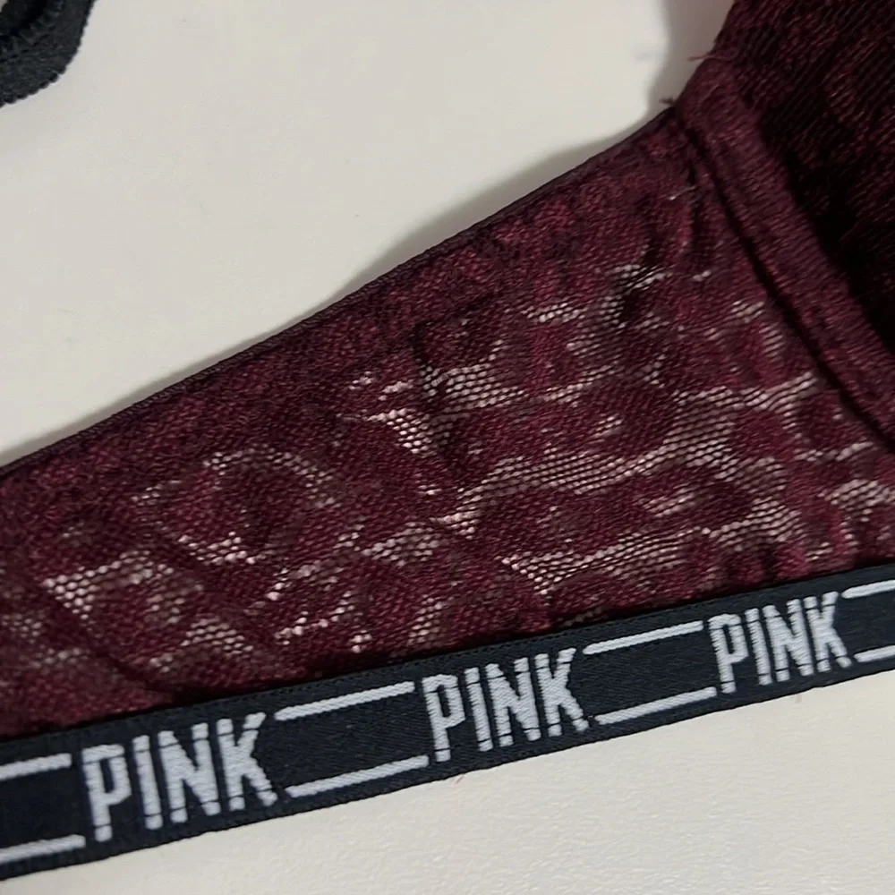 Pink Victoria’s Secret size 34C push up bra maroon, double hook closure - Picture 7 of 7